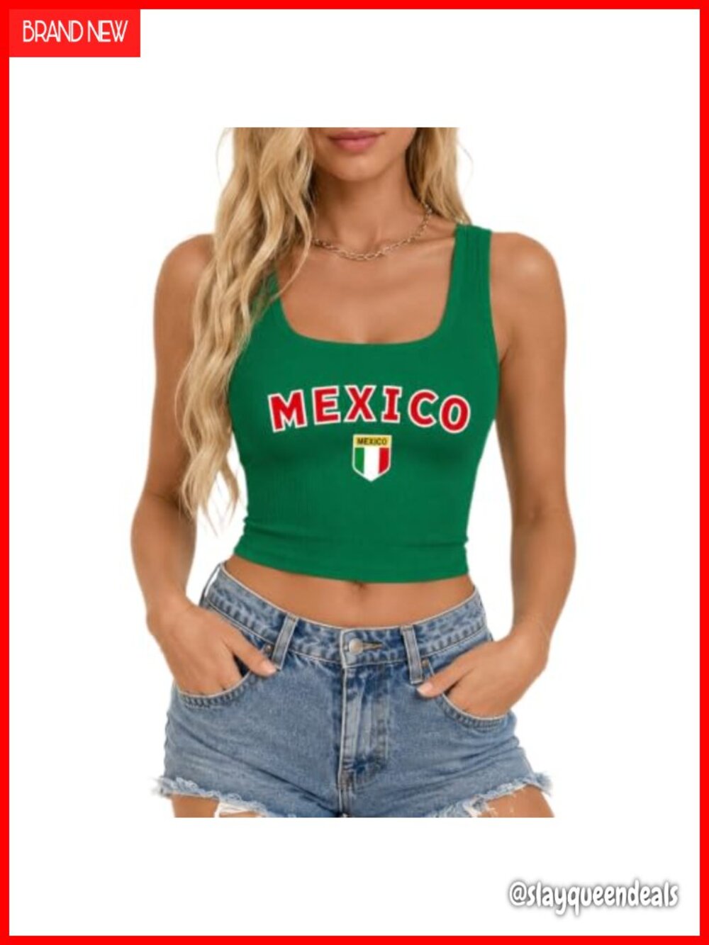 Mexico Graphic Crop Tank Top Cotton Blend Casual Summer Festival Top